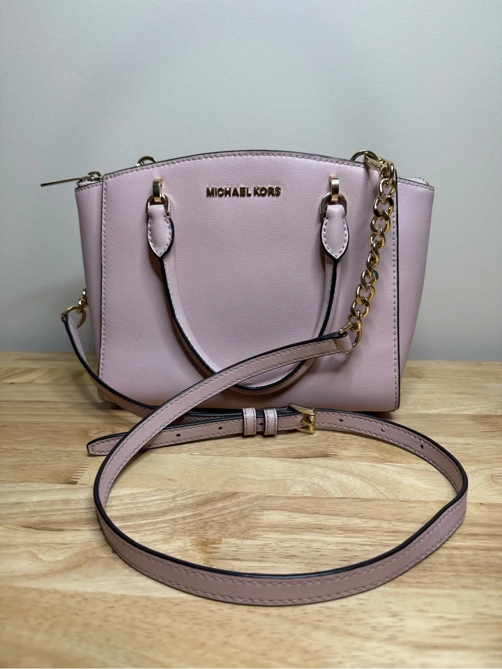 Michael Kors Ellis Small Leather Satchel Blush Pink EUC $298